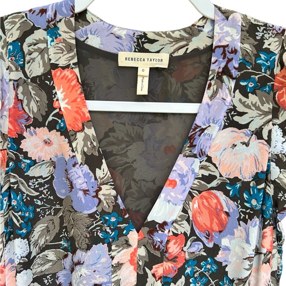 Rebecca Taylor Lined Floral Print Silk Dress Size 0 - Picture 3 of 5